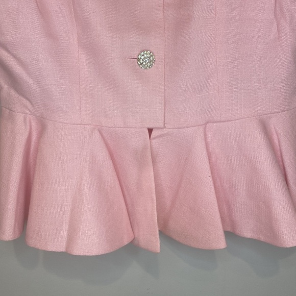 Miss O by Oscar de la Renta Vintage Pink Linen Skirt Suit Set - Picture 4 of 10